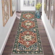 Persian Ethnic Long Carpet Runner Rug Anti-Slip, Imitation Cashmere Corridor Balcony Carpet Wear Res