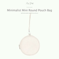 Mystuff527 Ins Style Japanese Minimalist Pure White Mini Pouch Bag with Detachable Lanyard & Zip Clo