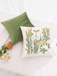 2入組無填充物花卉刺繡靠墊套抱枕套適用於沙發沙發客廳