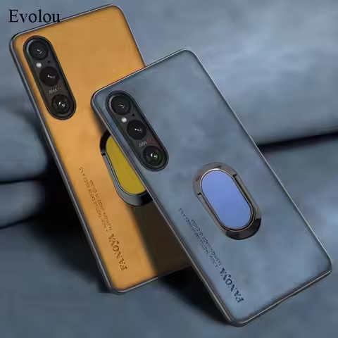 For Sony Xperia 1 V 10 V Sheepskin Leather Magnetic Ring Stand Holder Phone Case For Xperia 1 V 10 V
