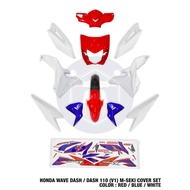 HONDA WAVE DASH 110 DASH 110 DASH110 V1 MSEKI BODY COVER SET M SEKI COVERSET WITH STICKER STRIPE