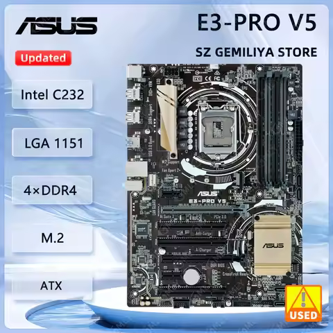 Asus E3-PRO V5 Motherboard LGA 1151 Intel C232 4×DDR4 64GB PCI-E 3.0 M.2 USB3.0 ATX support Core i3-