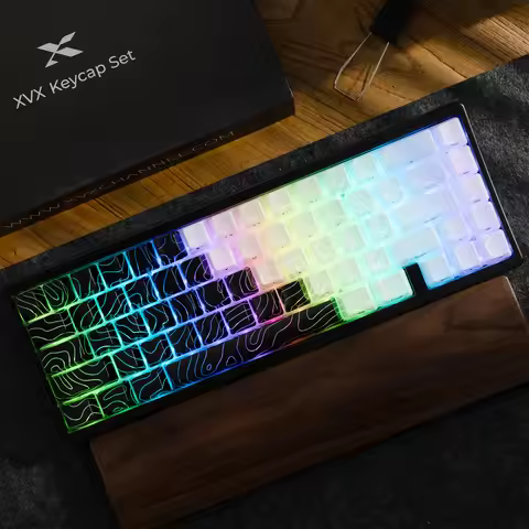 XVX 70 Keys Topographic Keycap Pattern Shine-Through OEM Profile IMD-Tech Keycap 2 Color Spliced Key