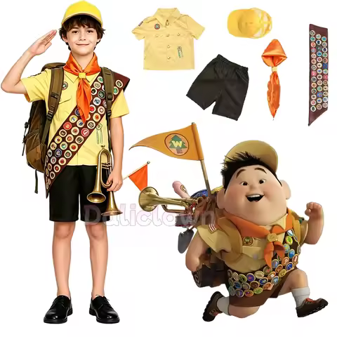 Up Russell Costume Explorer Kids Costume Anime Movie Shirt Accessories Outfit Baby Disfraz Birthday