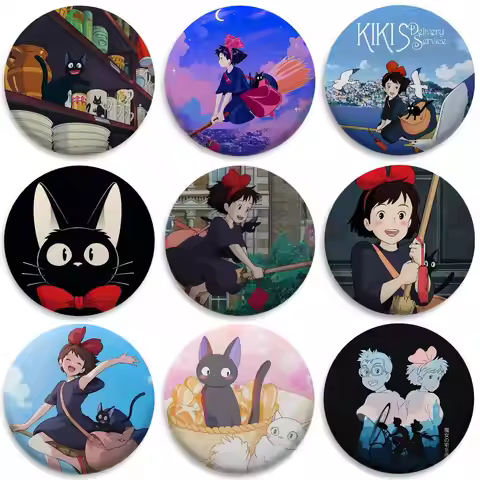 Anime K-KikiS D-Delivery Service Badges Round Exquisite Badge Brooches Creative Pins For Clothes Hat