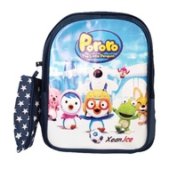 Bopin Official Boys' Navy School Bag with PORORO Image, bonus drinking bottle and pencil case