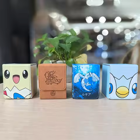 Anime Pokemon Fennekin Togepi Piplup Lugia Deck Box WS PTCG Trading Card Collection Box Dice Box 100
