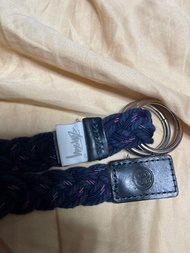中古Stussy Belt 罕見雙扣皮帶 