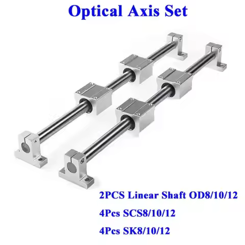 Optical Axis Set 2PCS Linear Shaft OD8/10/12/16mm 300 400 500 4Pcs SCS8/10/12/16UU Linear Bearing Bl