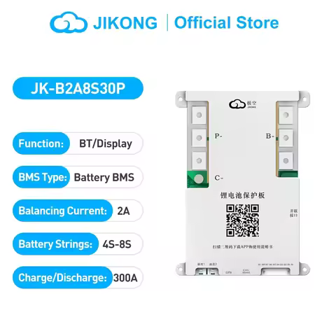 JIKONG BMS JK-B2A8S30P 4S 5S 6S 7S 8S 12V 24V Active Balance BMS Smart BMS 100A 200A 300A Lifepo4 Li