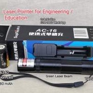 全新 高能見度 鐳射 觀星筆（綠激光）配16340鋰電池+USB充電器，尾部開關，短身(11...