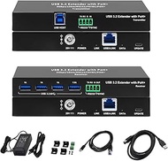 USB 3.2 Extender Over Cat6a/7 100m/330ft, 4 USB 3.0 Ports, Plug and Play, No Driver, Supports All Op