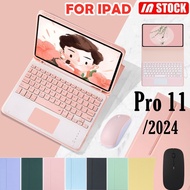 Keyboard For iPad Pro 11-inch (M4) 2024 With Mouse Detachable Wireless Bluetooth Touchpad Keyboard+Magnetic Leather Stand Candy Case Cover With Pen Slot