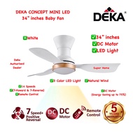 Deka Baby Fan CONCEPT MINI LED (White) 34 inch 3 Blades DC Motor Ceiling Fan with Remote Control ((3 Color LED Light))