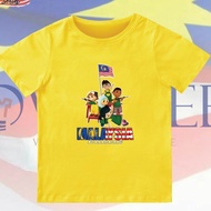 Hari MERDEKA Saya Anak Malaysia Kids Tshirt 100_ Cotton Round Neck Short Sleeve Unisex READY STOCKS