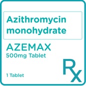 AZEMAX Azithromycin monohydrate 500mg 1 Tablet [PRESCRIPTION REQUIRED]