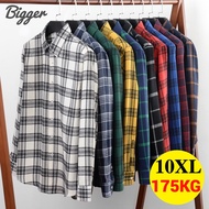 <Plus size> 10XL Long-sleeved Brushed Shirt Oversize Plaid Loose Big Business Top 10XL 9XL 8XL 7XL