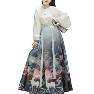 Women's Chinese Hanfu Cloak Sheer Wide Sleeve Open Front Ankle Length Cardigan Flowy Hanfu Robe with