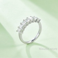 2.1ct Eternity Real Moissanite Diamond Ring 7pcs Fashion Luxury Emerald Heart Cut 100% S925 Cluster 