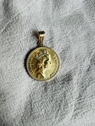 （二手老件）ONE PENNY 1990 ELIZABETH II金幣吊墜 英國伊莉莎白二世墜子 coin pendant