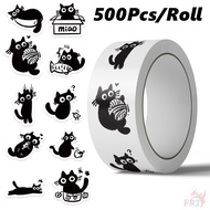 ❉ Q Naughty Black Cats Series 02 . Kids Rewards Stickers ❉ 500Pcs/Roll DIY Diary Scrapbooking Sealin