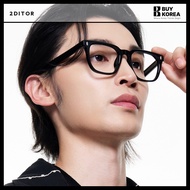 [2ditor] Big size Black clear square horn-rimmed Blue light blocking Glasses