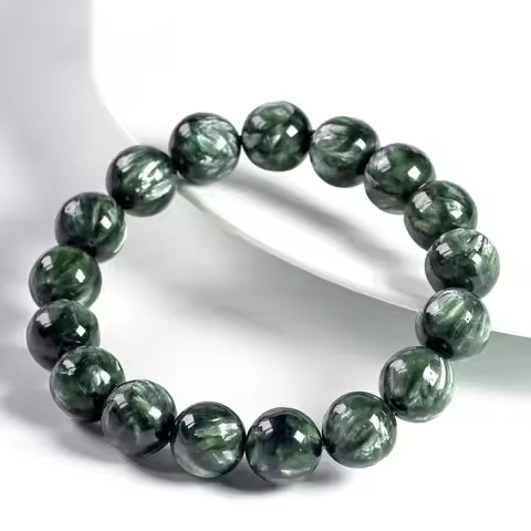 Natural Green Seraphinite Beads Bracelet Women Men Gemstone Seraphinite Bracelet 8mm 9mm 11mm 12mm 1