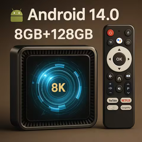 8K Android 14 Smart TV Box Bluetooth 5.4 WiFi 2G/5GHz Voice Remote Control Playback Streaming Media 