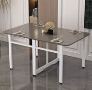 全城熱賣 - 折疊餐桌（高級灰色案頭+白架（全實木））（尺寸：100x60x75cm）#H019062053