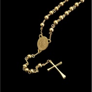 Antique Coin Rosary Saint Benedict Necklace Gold Cross Bead Chain Unisex Jewelry