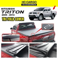 HC-CARGO Mitsubishi Triton 2009 - 2014 Tri-Fold Cover FLAT CANVAS SOFT LID CANVAS NO ROLL BAR  USAGE