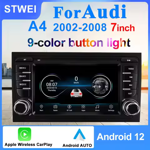 For Audi A4 B6 B7 B8 S4 RS4 Core 8 2002-2008 Android 13 7-inch In Car Multimedia Broadcast Video Pla