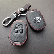 เคสกุญแจรีโมท Toyota Yaris Ativ (3ปุ่ม)&amp;(2ปุ่มกด) เคสกุญแจรถซองหนังแท้ ซองหนังใส่กุญแจ (โลโก้โลหะ)