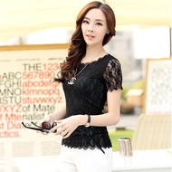 Korean version of the slim lace plus size women s clothing summer t shirt t shirt blouse top women s