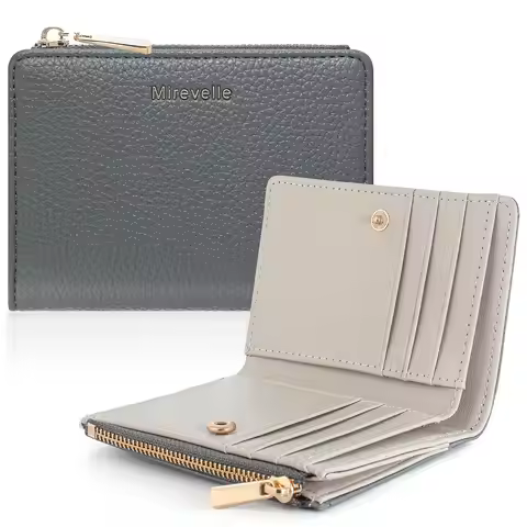 Pomelo Best Small Wallet Women RFID Blocking Faux Leather Bifold Slim Card Holder With Zipper Coin P