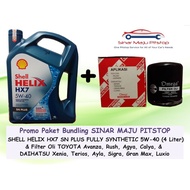 Paket Oli Mobil SHELL HELIX HX7 & Filter Oli RUSH TERIOS CALYA SIGRA