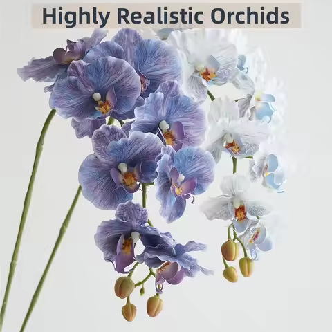 Artificial Phalaenopsis Orchid Flowers Wedding Decorative Phalaenopsis Realistic Orchid Long Stems 9