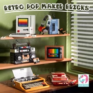 MESIN Toy Block Retro Pop Maker Bricks Block Stacking Old School Radio Computer Typewriter TV Drama 