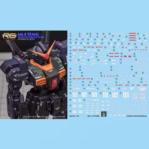 Model Decals for RG 1/144 RX-178 MK-II TITANS Ghost Custom HD Fluorescent Water Stickers Model Hobby
