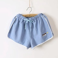 Women cute cat embroidered shorts pants