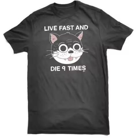 LIVE FAST AND DIE 9 TIMES Graphic Tee 100% Cotton Round Neck Casual Unisex T-shirt Summer Top
