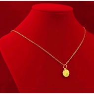 luckystudio888 Korean Jewelry 24k Fu Brand Pendant Necklace Women Lucky 916 Gold Plated