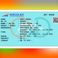 Gantungan Kunci Replika Tiket Kereta Biru