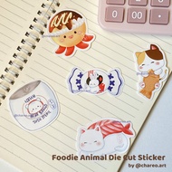Foodie Animal Die Cut Sticker by @chareo.art (cute Animal character die cut sticker) (food sticker) 