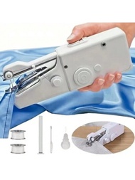 1個手持式縫紉機小型縫紉機，便攜式縫紉機快速手持縫紉工具，適用於面料、服裝 - 2卷線隨機顏色（不包括電池）