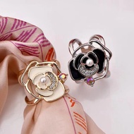 New Design Flower Pattern Scarf Ring Alloy Pearl Rhinestone Ring Tudung Bawal Scarf Ring Scarf Buckl