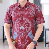 Batik Elegan Motif ANGKASA MERAH MAROON kemeja batik pria lengan panjang baju batik pria lengan pend