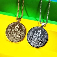 Green Tara Pendant Green Tara Heart Mantra Necklace 21 Tara Sutra Thangka Titanium Steel Colorfast P