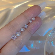 S925 Earrings Silver Needle 2025 Diamond Square Diamond Simple Small Men Women Flash Diamond Earring
