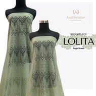 Bahan Kain Brokat Lace Lolita Warna Sage Green